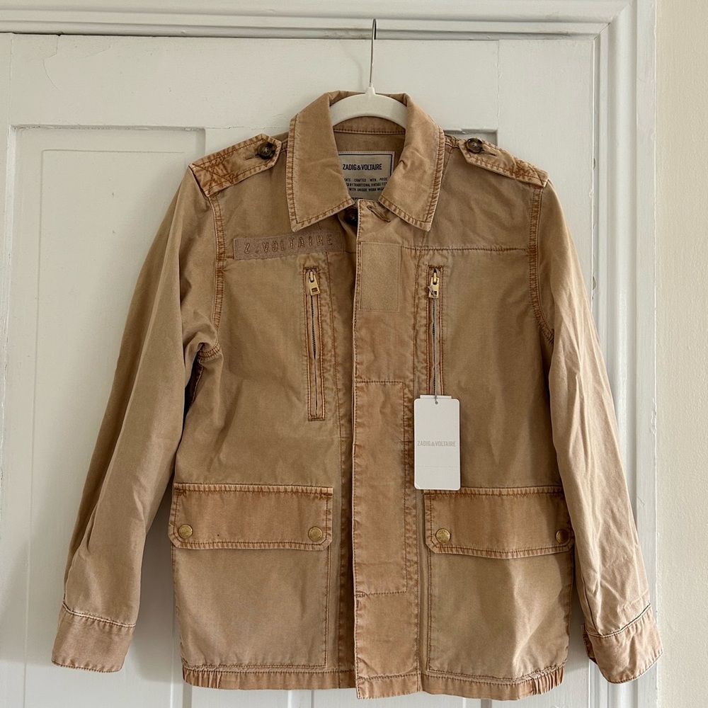 Zadig & Voltaire Tan Utility Jacket with Epaulettes